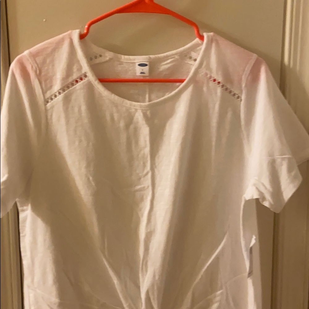 Old Navy White Tie Up Top w/ shoulder detail